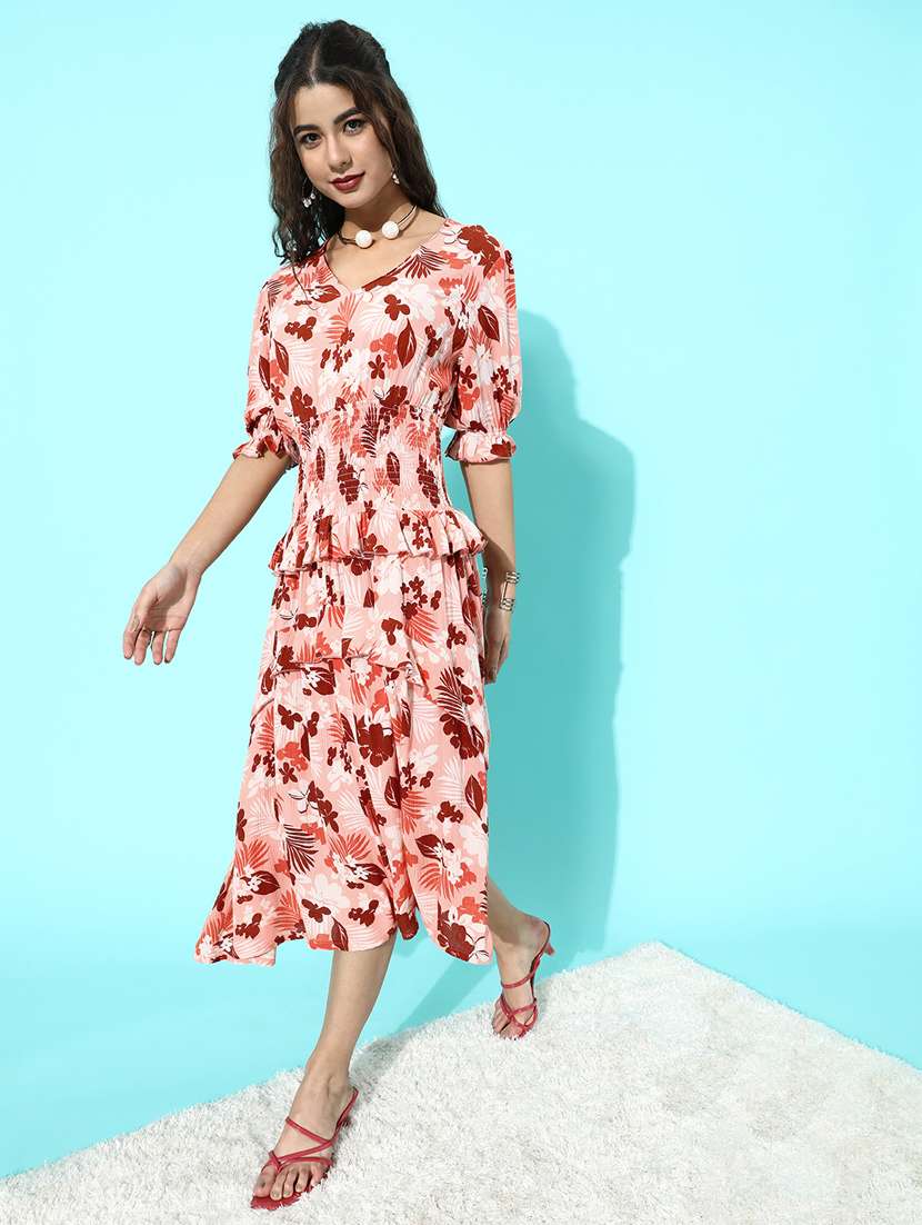 women's layered tropical dress