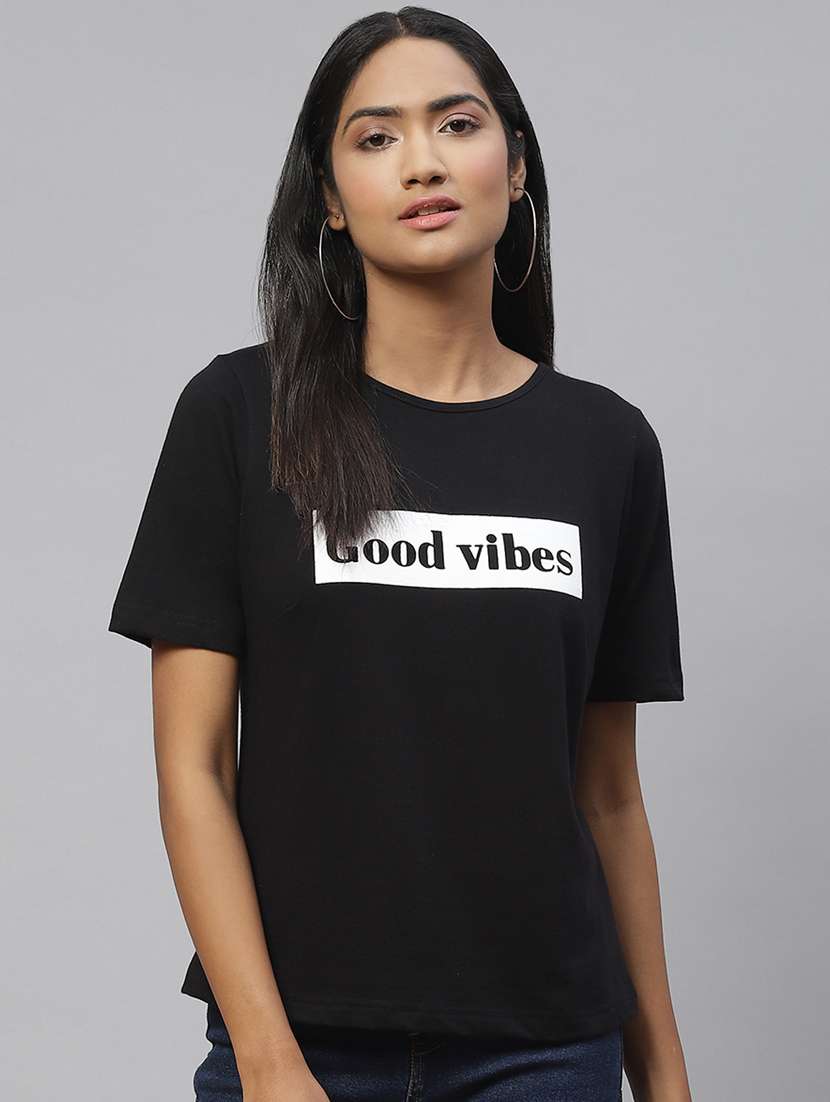 women's front print round neck t-shirt
