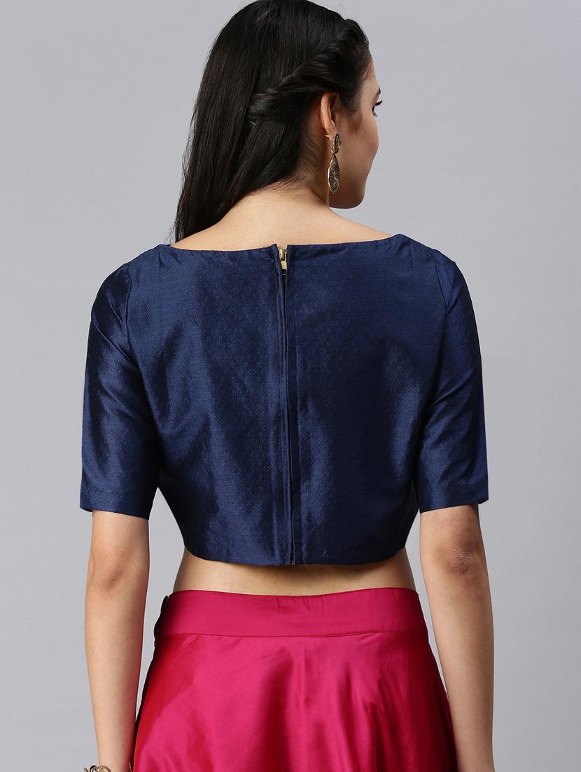blue self designed blouse - 18290417 - Standard Image - 2
