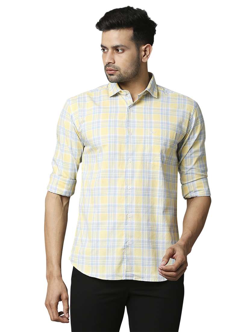 yellow checkered casual shirt