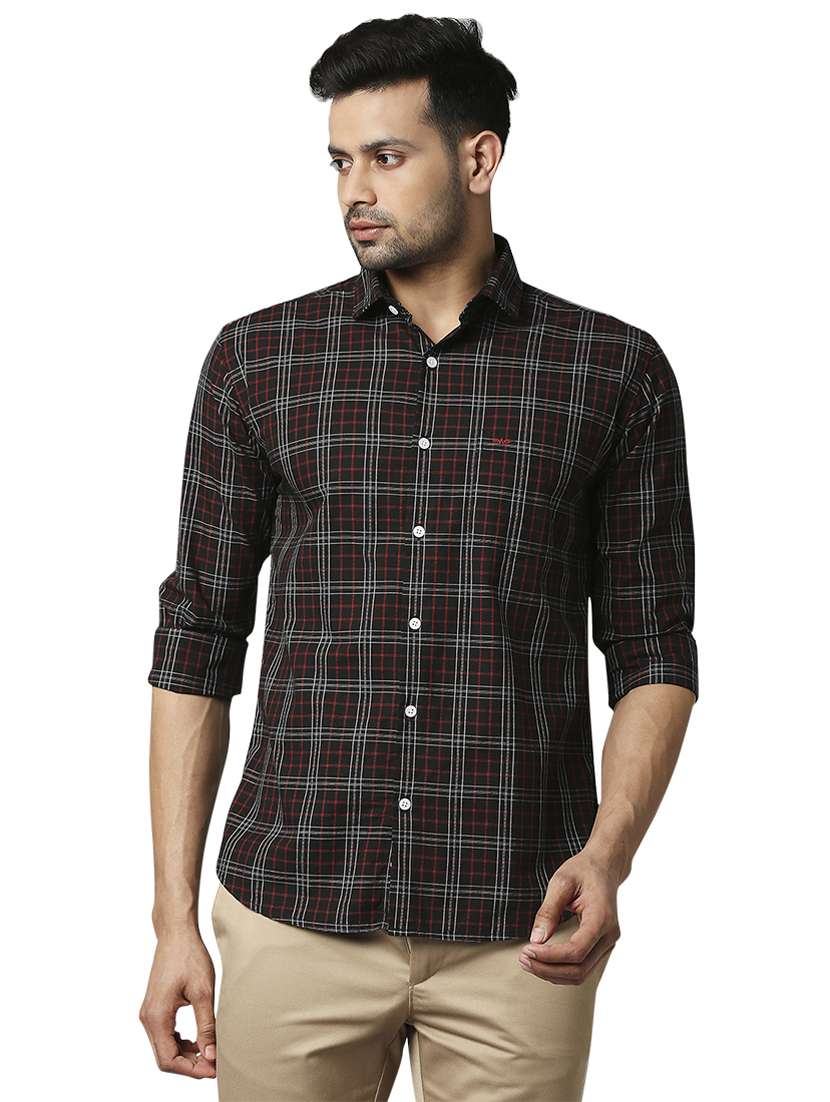 black checkered casual shirt