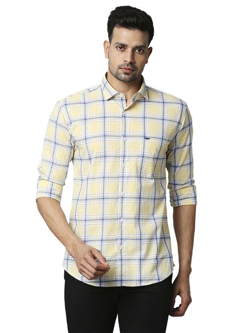 yellow checkered casual shirt