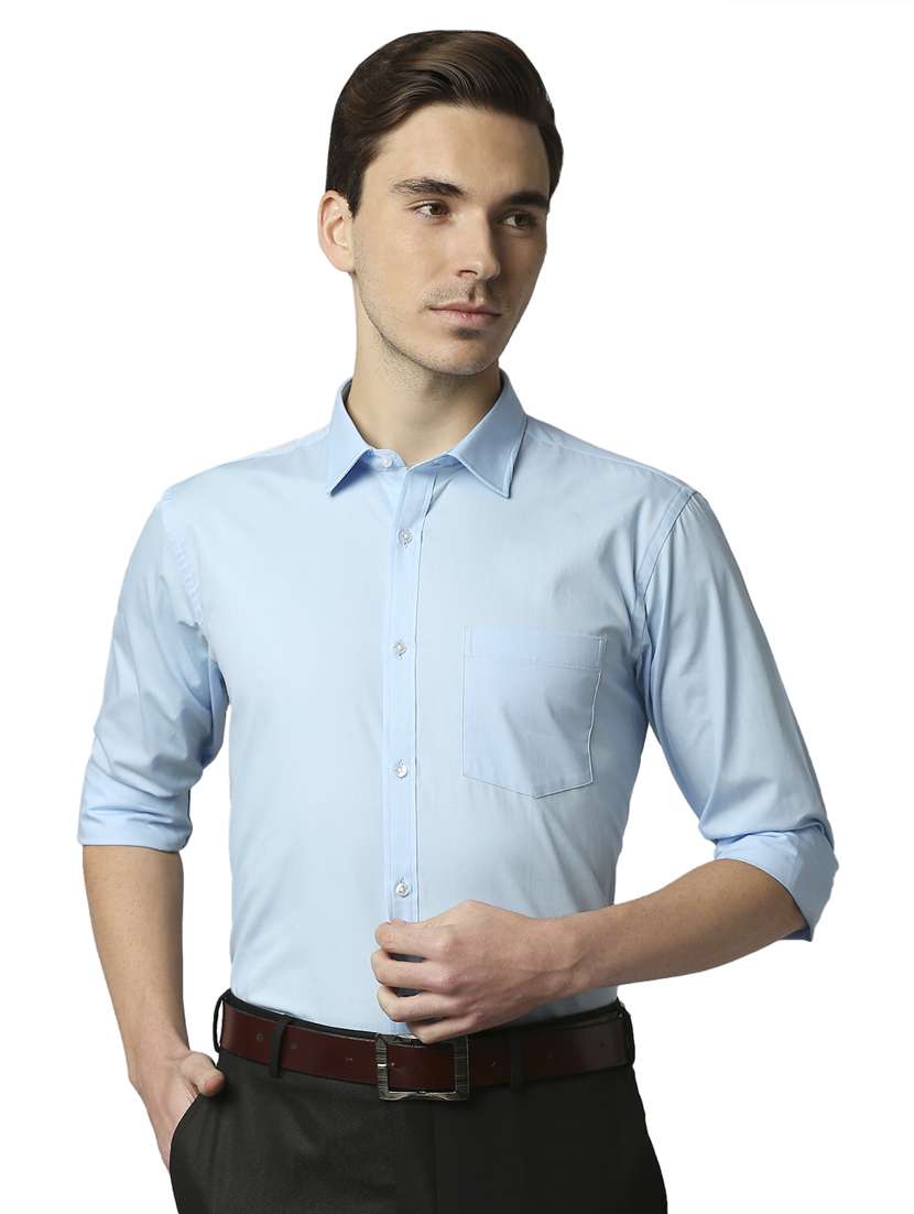 blue solid formal shirt