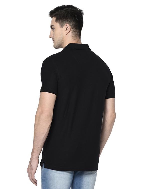 black solid polo t-shirt - 18292442 - Standard Image - 2