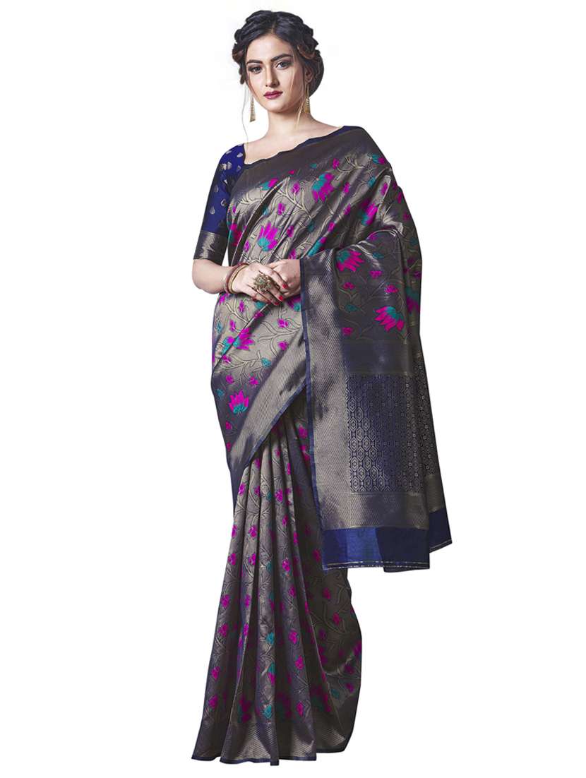 blue paithani saree with blouse