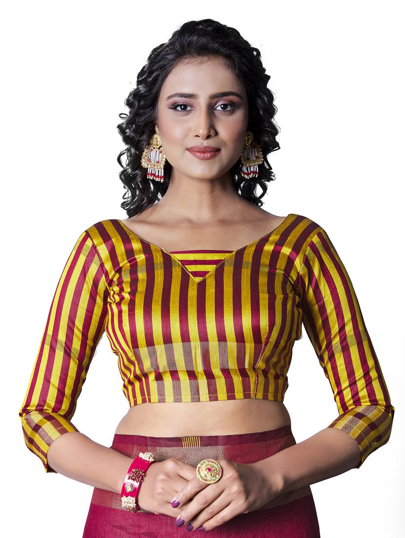 maroon silk blend banarasi saree with blouse - 18293272 - Standard Image - 2