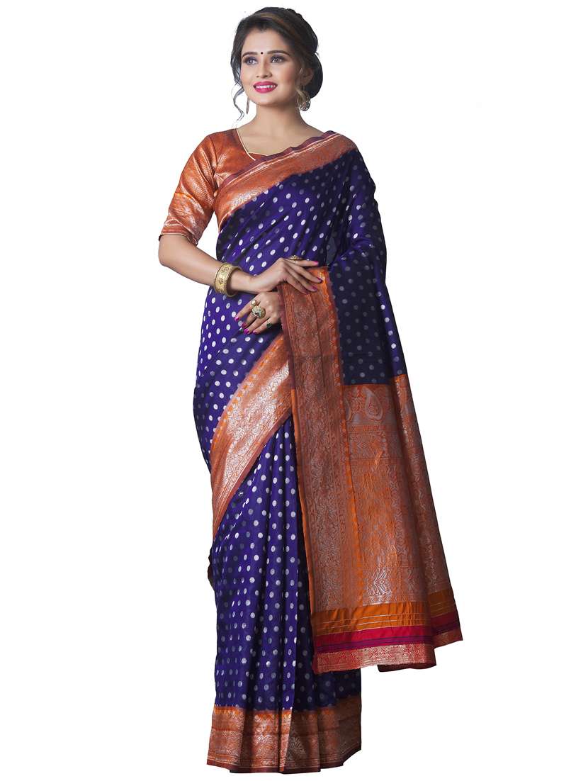 navy banarasi saree with blouse