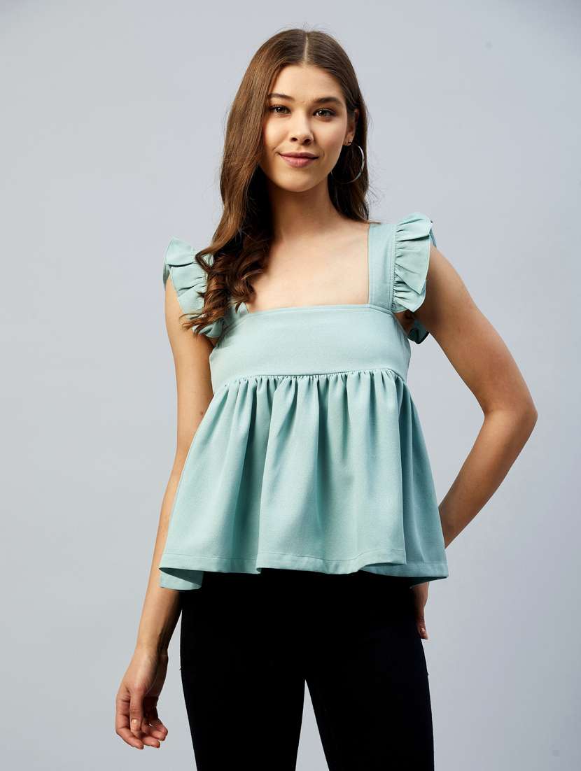 women's peplum square neck top