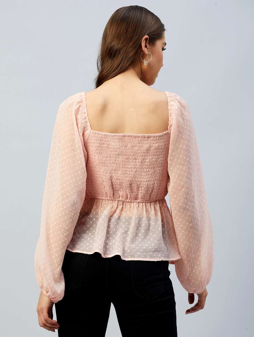 square neck solid peplum top - 18293741 -  Standard Image - 2