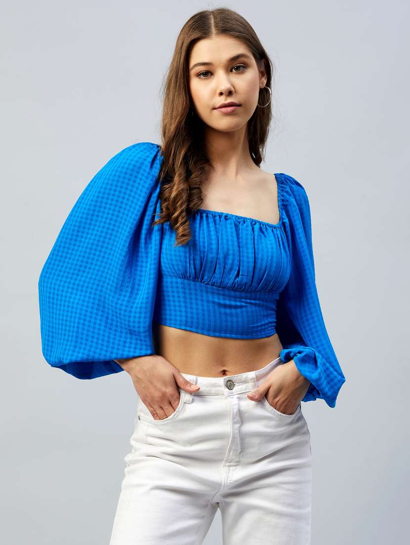 women's crop square neck top