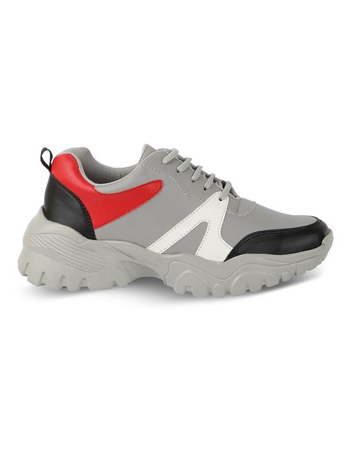 grey synthetic laceup sneakers - 18293881 -  Standard Image - 0