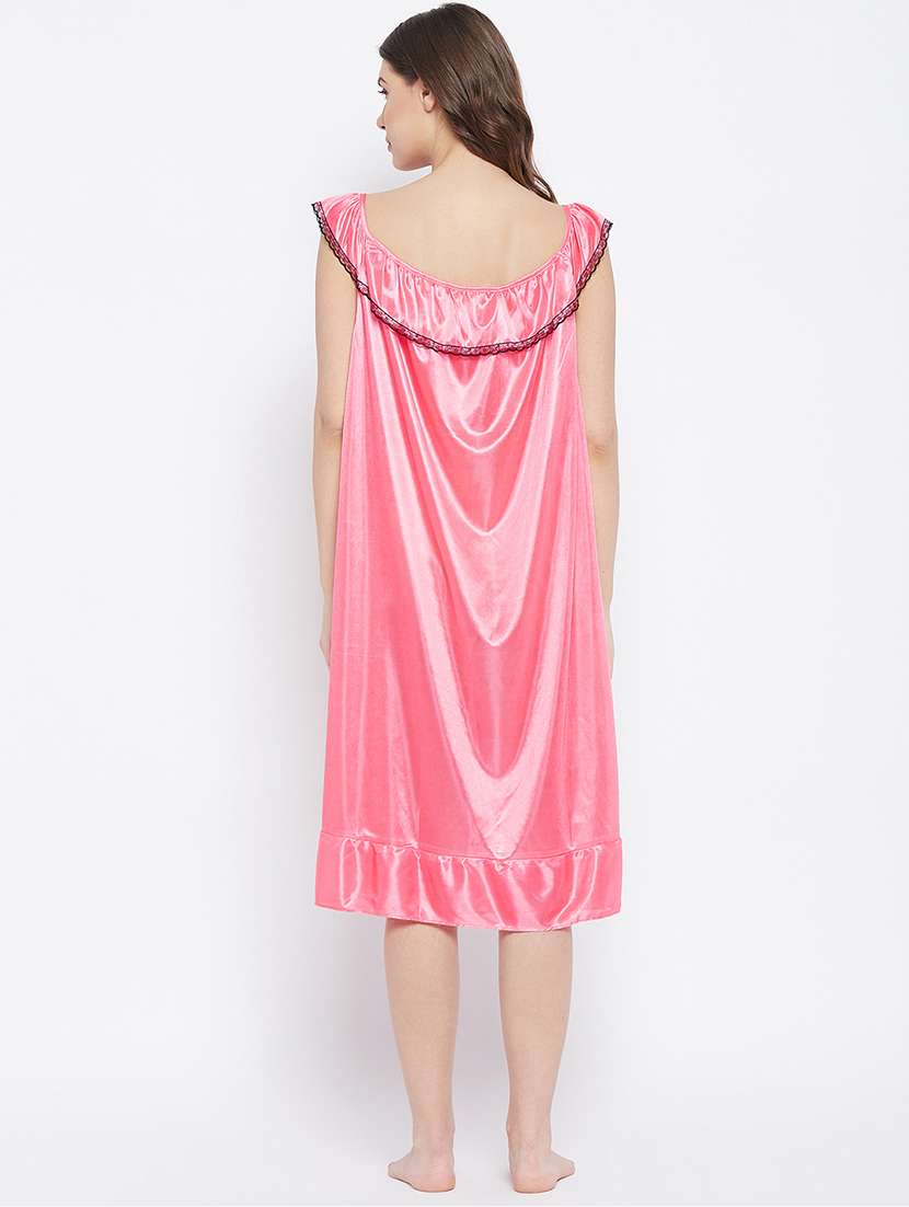 women solid pink nighty - 18294239 - Standard Image - 2