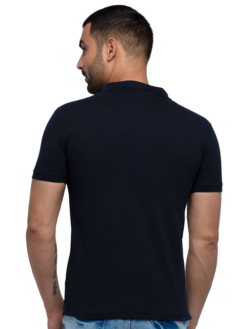 navy blue solid polo t-shirt - 18294287 -  Standard Image - 2