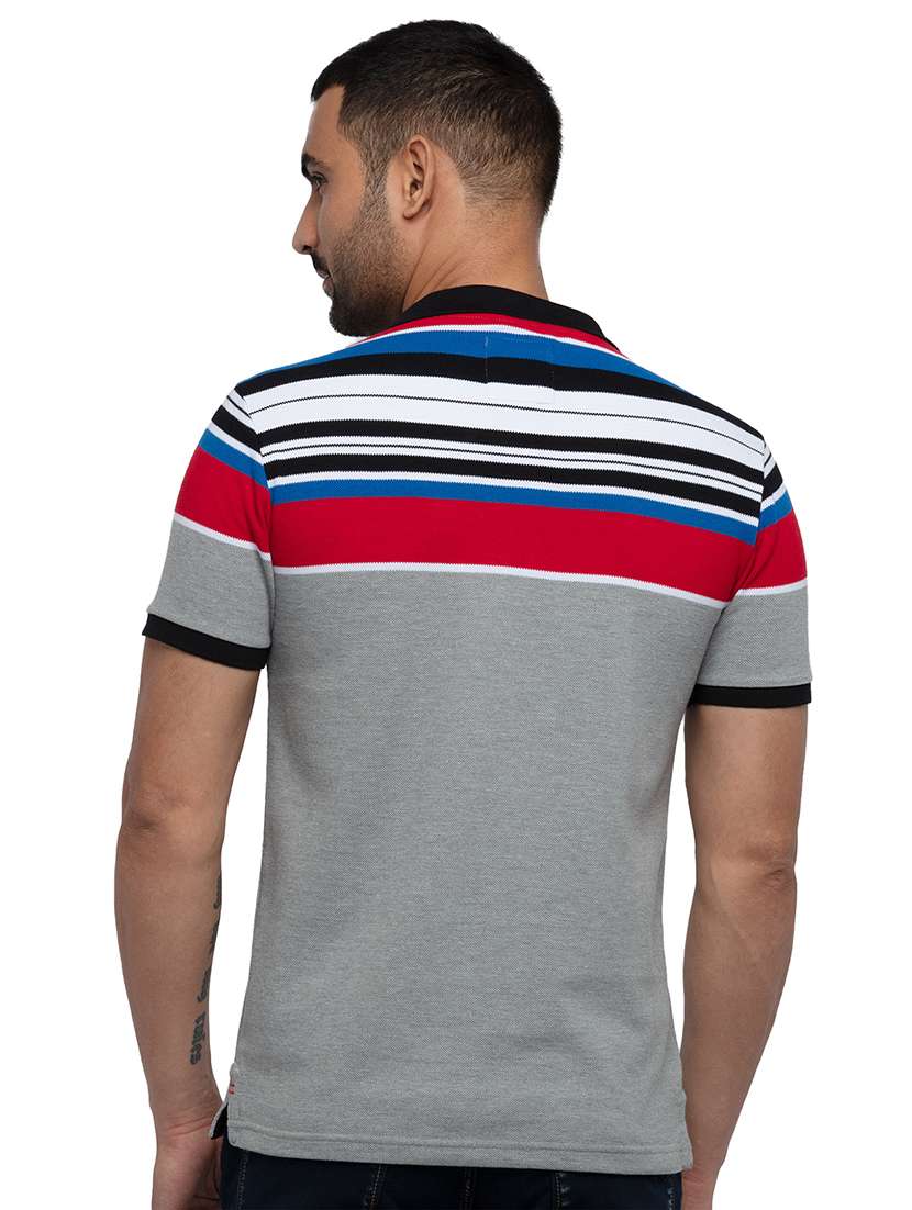 grey striped polo t-shirt - 18294294 - Standard Image - 2