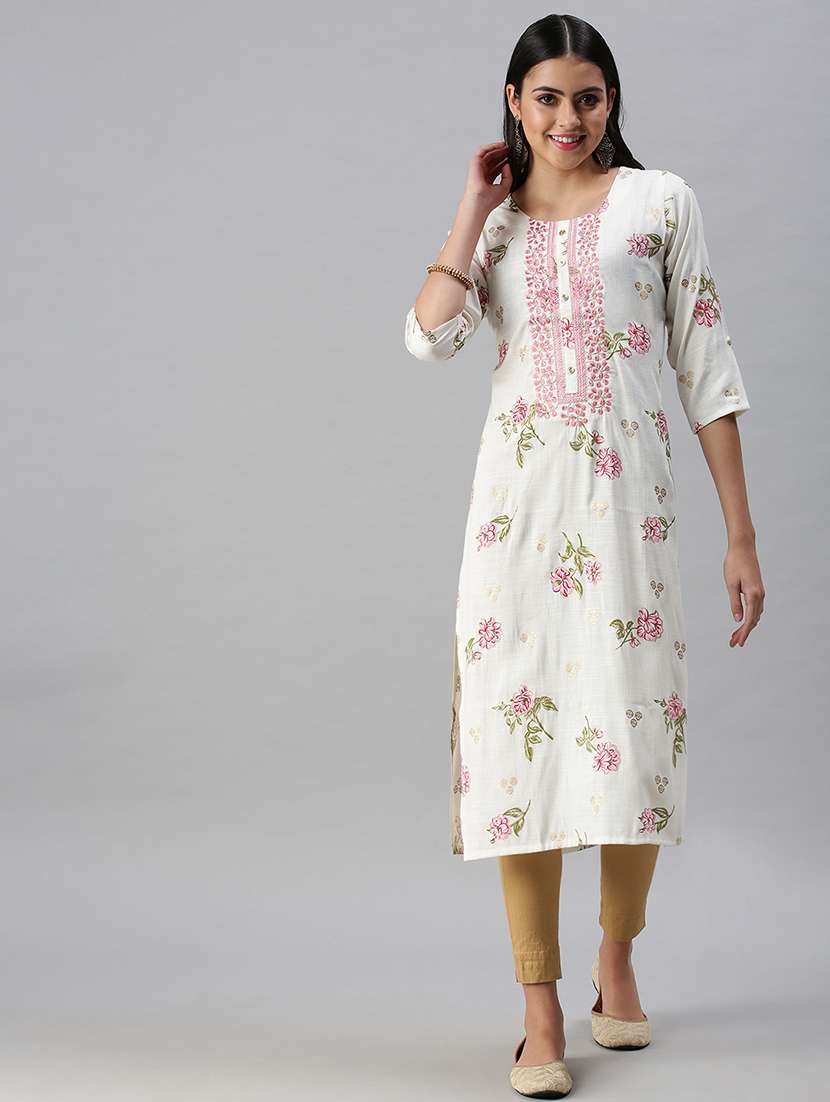 white cotton straight kurta