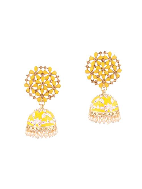 yellow brass jhumka earring - 18294679 -  Standard Image - 0