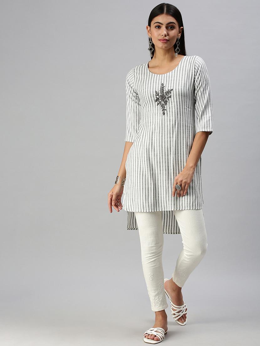 striped high-low kurti - 18294803 -  Zoom Image - 0
