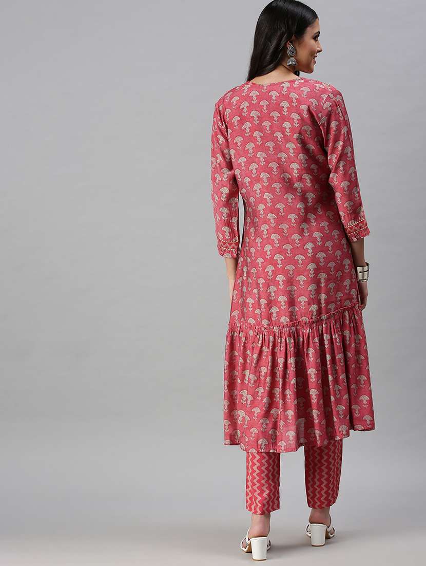 women printed top pants set with shrug - 18294926 - Standard Image - 2
