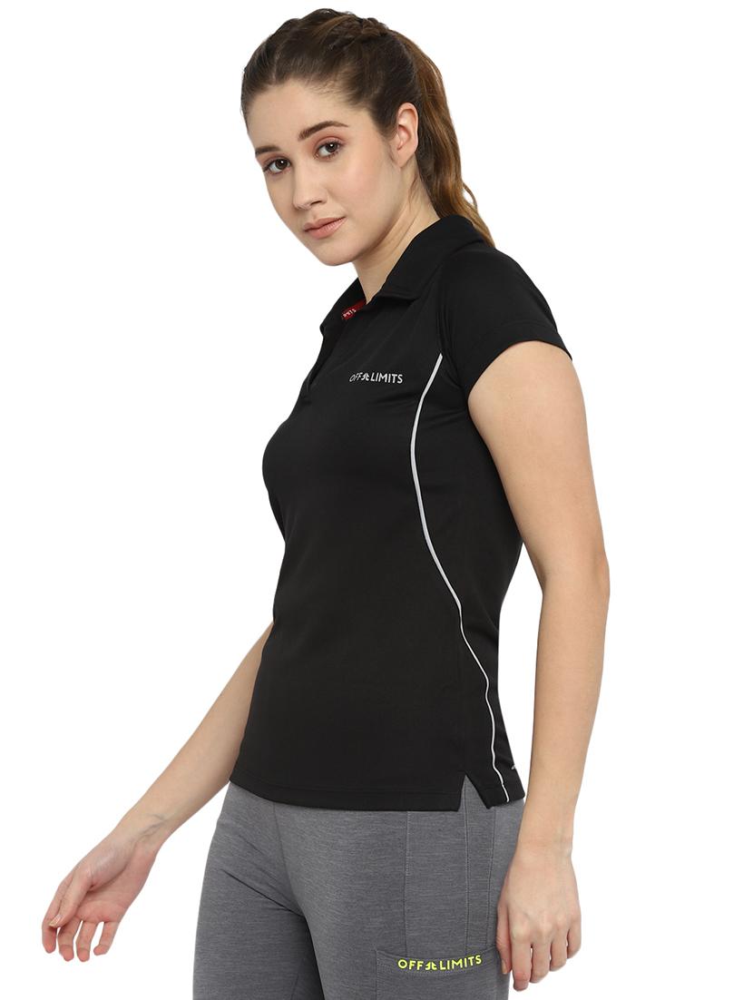 polo neck solid tee - 18295012 - Standard Image - 2