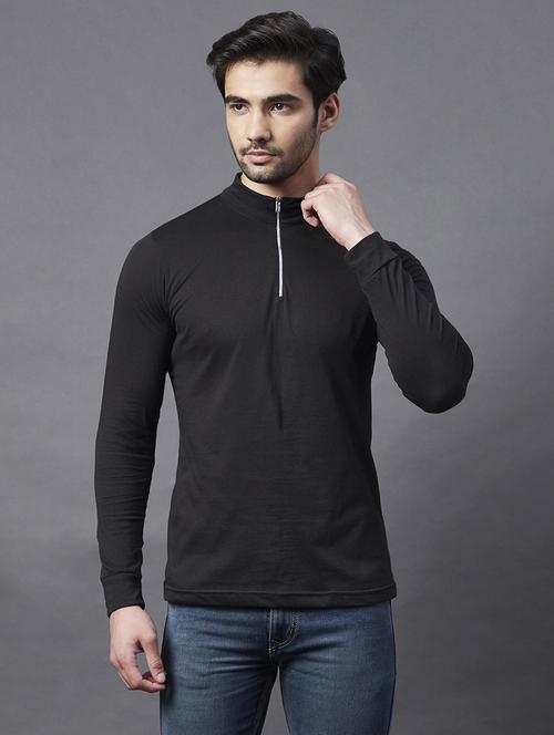 men solid long sleeve zipped t-shirt - 18297510 - Standard Image - 0