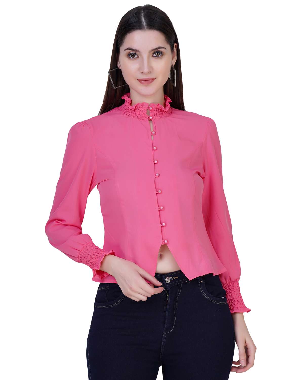 women's straight mock neck top