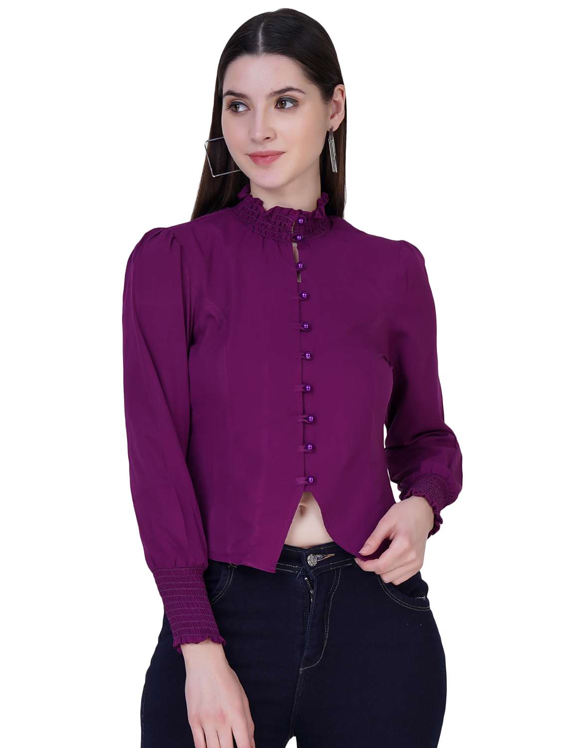 women's straight collared top