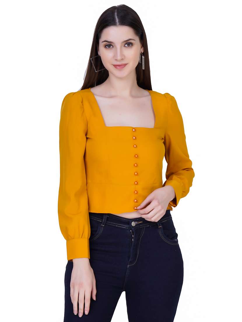 women's crop square neck top