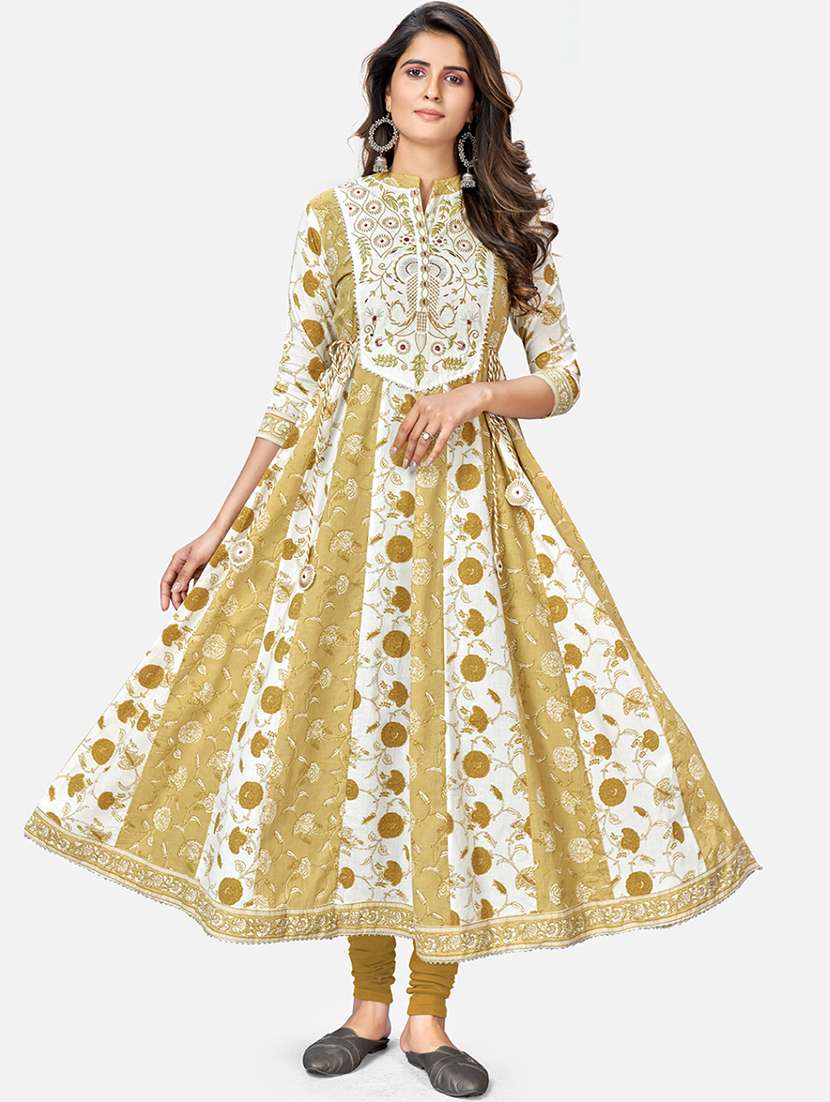 green cotton anarkali kurta