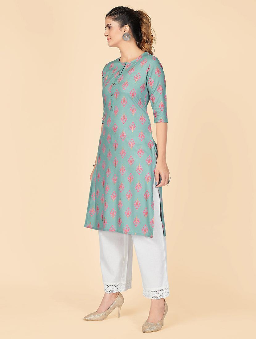 printed straight kurta - 18298339 - Standard Image - 2