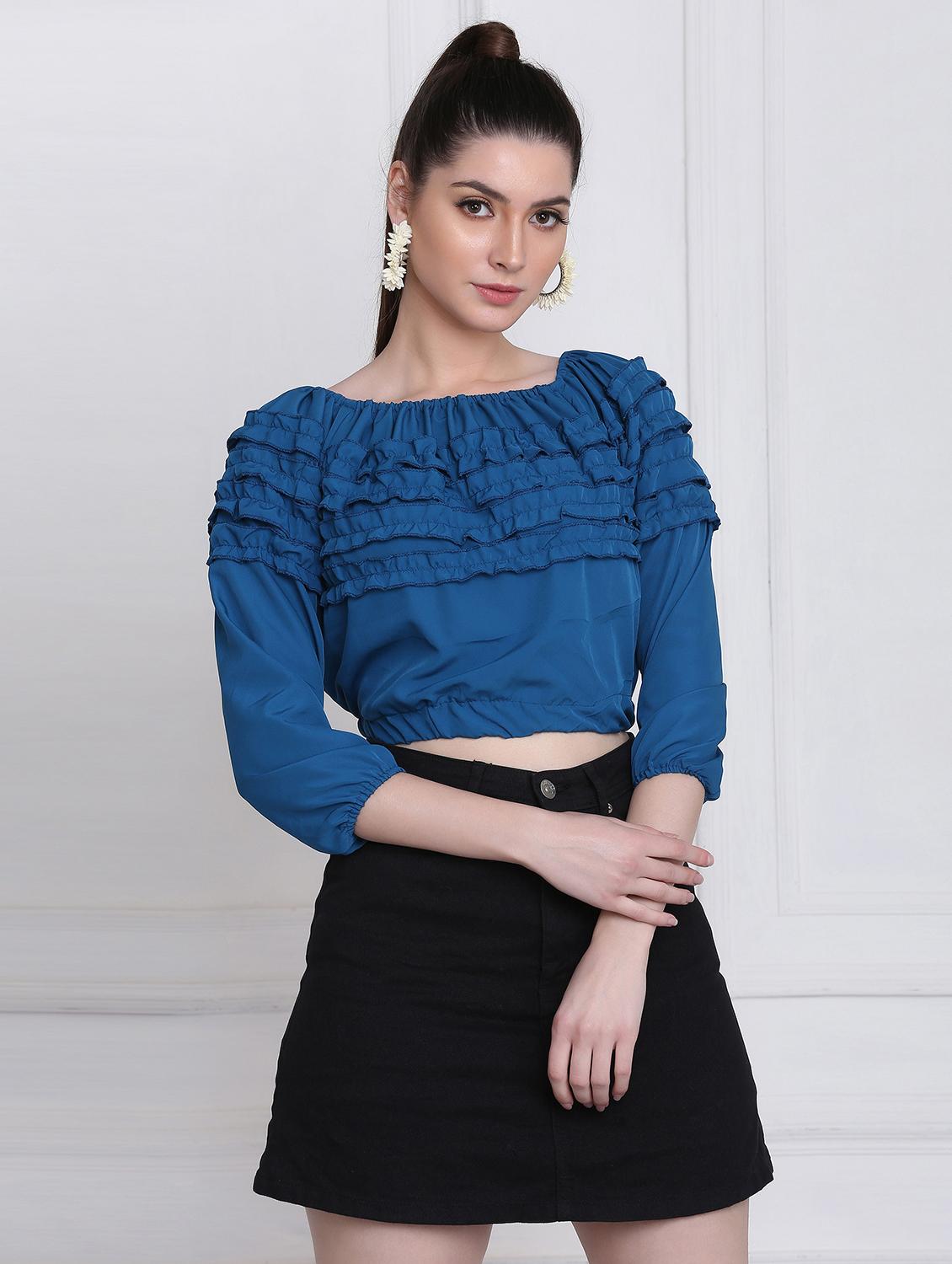 women's crop boat neck top
