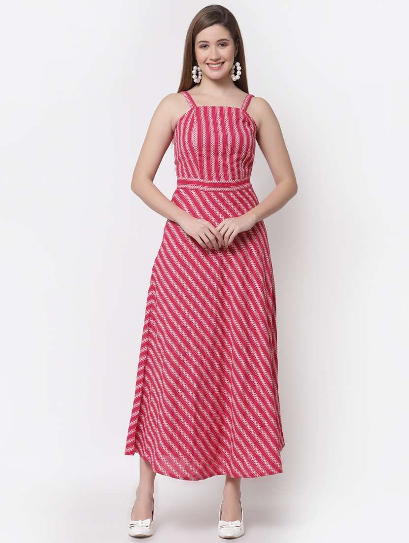 square neck printed fit & flare ethnic dress