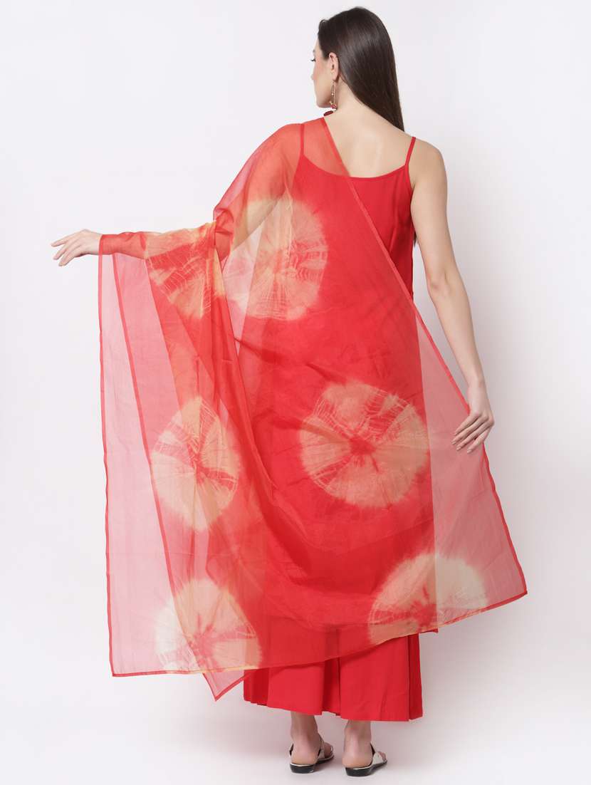 red kurta palazzo set with dupatta - 18299465 -  Standard Image - 2