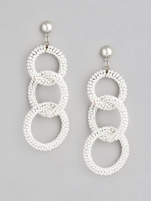 white metal drop earring - 18299784 -  Standard Image - 0