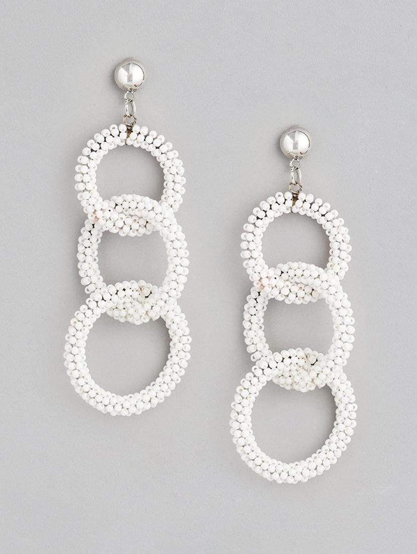 white metal drop earring - 18299784 -  Zoom Image - 0