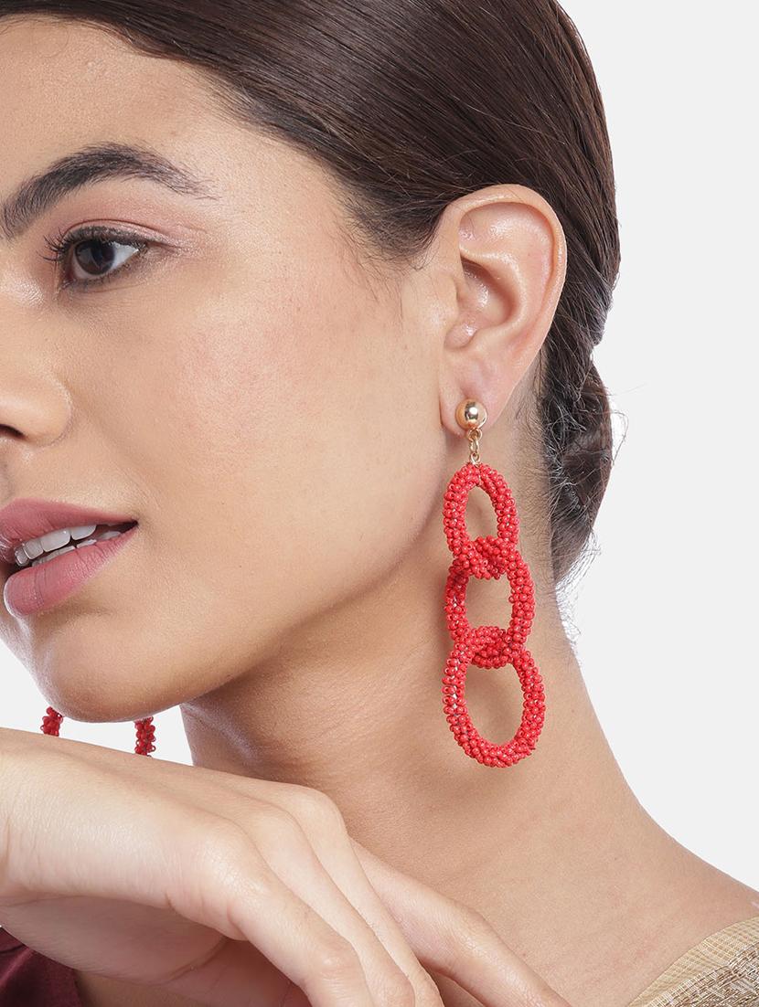 red metal drop earring - 18299785 - Standard Image - 2