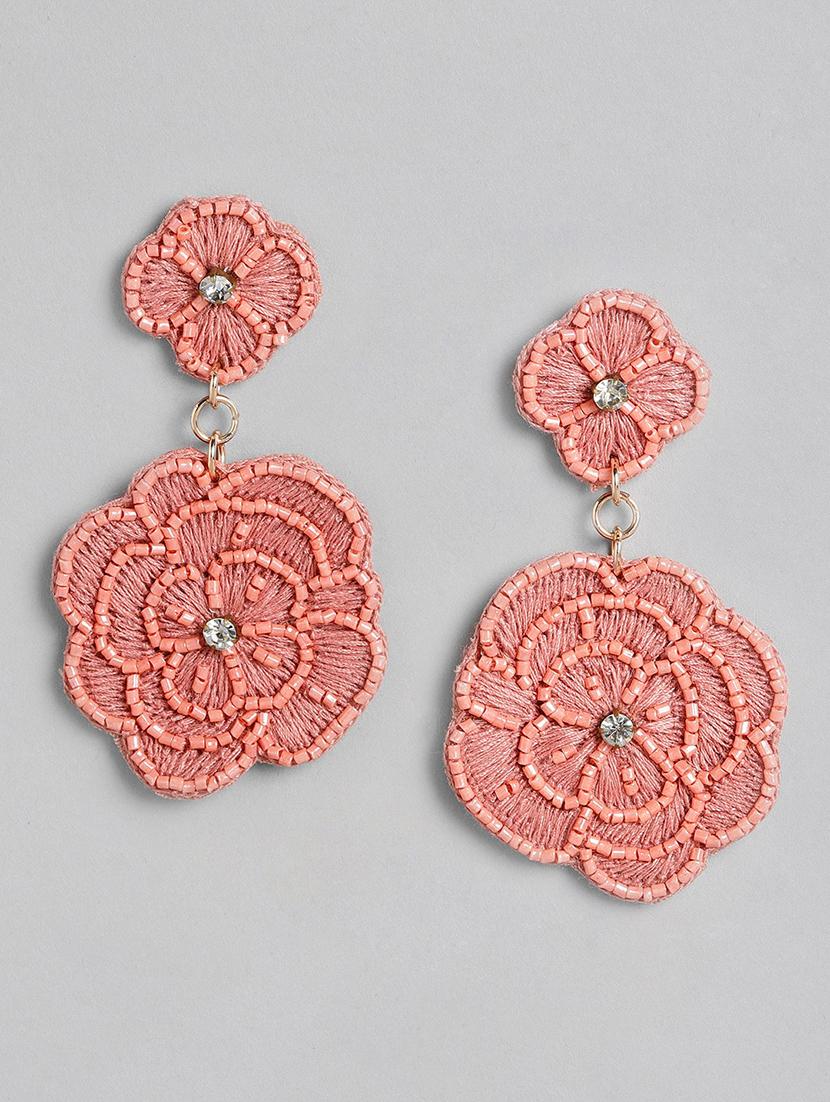 pink cotton drop earring - 18299788 -  Zoom Image - 0