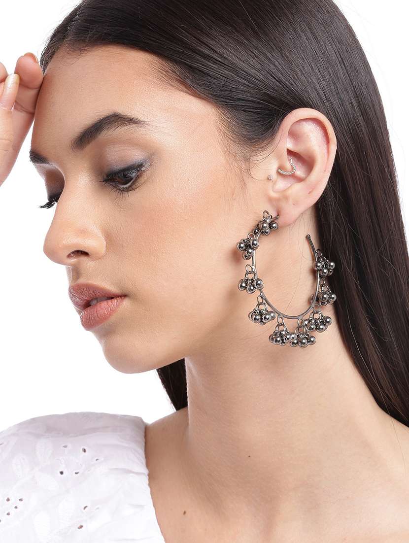 silver metal hoop earring - 18299794 - Standard Image - 2