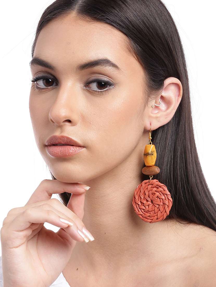 multi colored wood drop earring - 18299795 -  Standard Image - 2