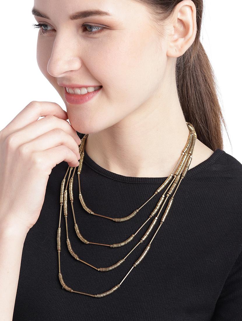gold metal necklace - 18300562 - Standard Image - 2