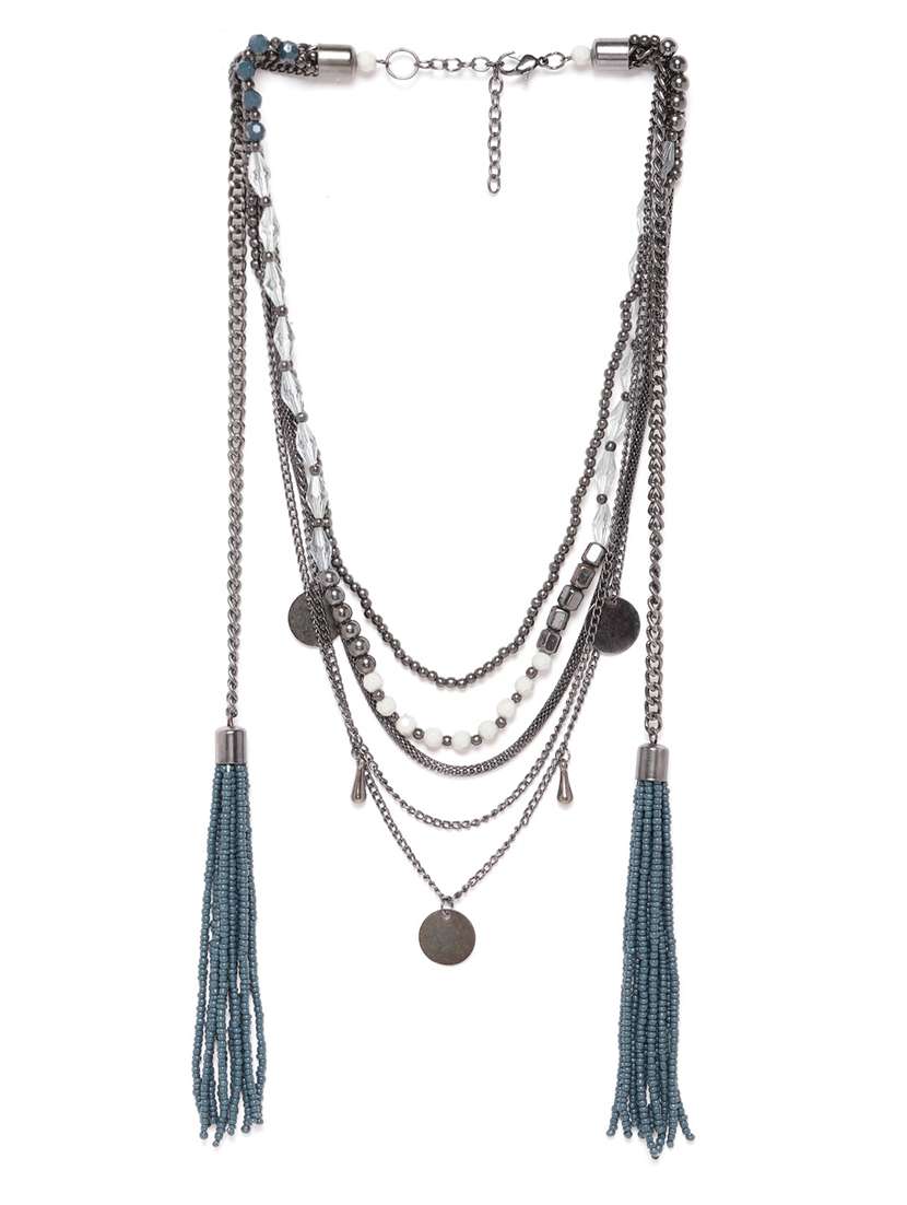 silver metal necklace - 18300585 - Zoom Image - 0