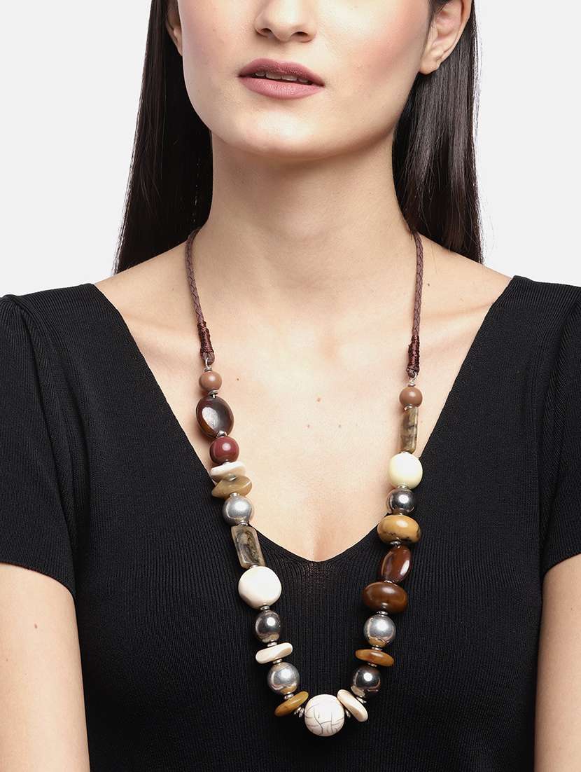 brown metal long necklace - 18300598 -  Standard Image - 2