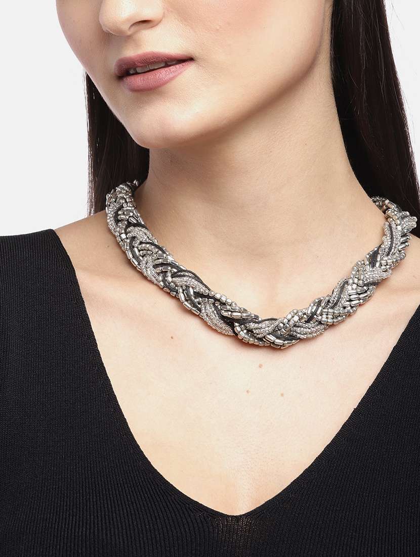 silver metal necklace - 18300599 - Standard Image - 2