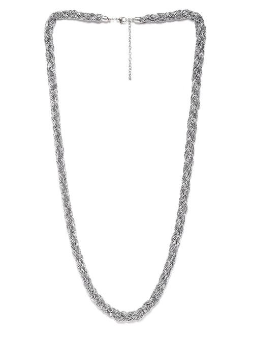 silver metal long necklace - 18300600 - Standard Image - 0