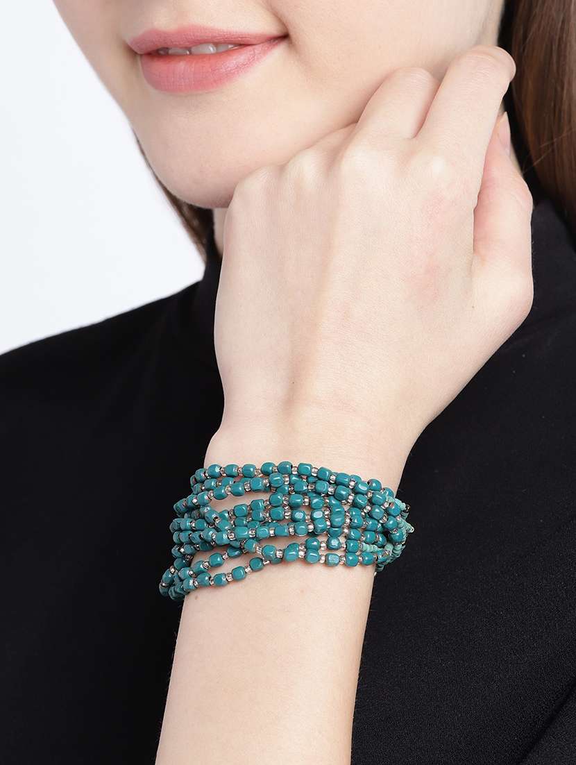 multi colored wood bangle  bracelet - 18300603 -  Standard Image - 2