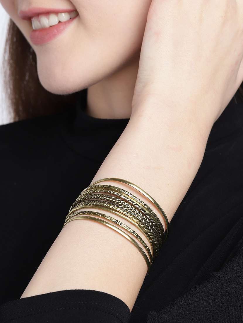 gold brass cuffs bracelet - 18300614 - Standard Image - 2