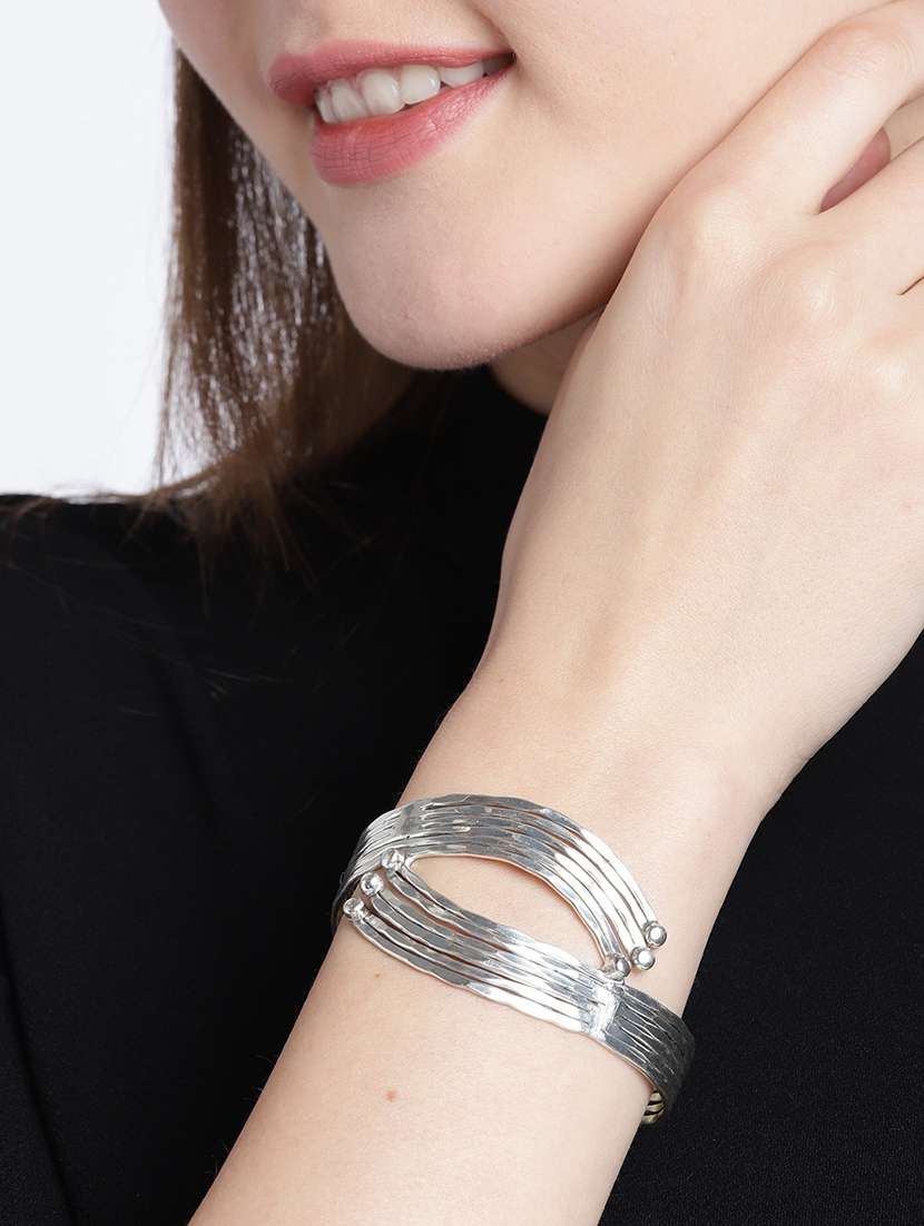 silver brass cuffs bracelet - 18300615 - Standard Image - 2