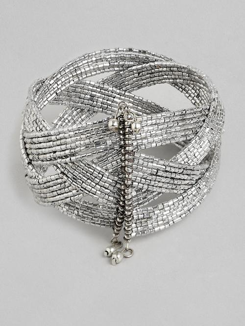 silver metal cuffs bracelet - 18300639 - Standard Image - 0