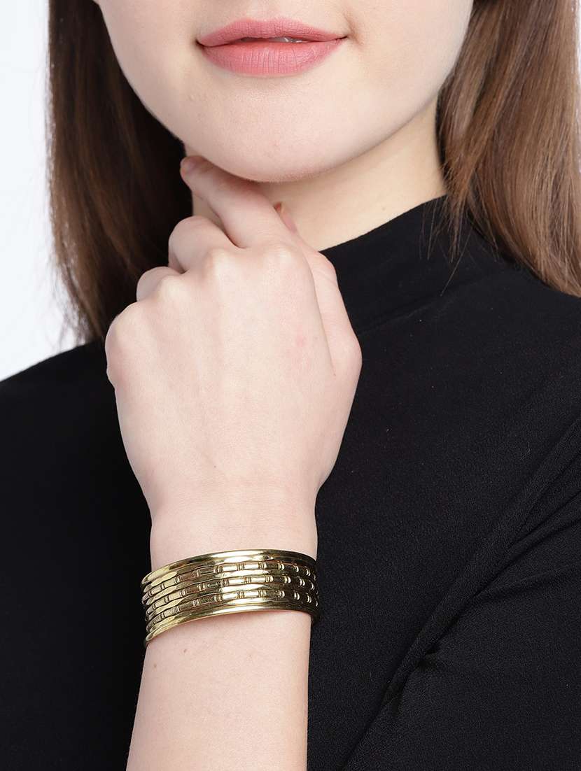 gold brass cuffs bracelet - 18300640 - Standard Image - 2