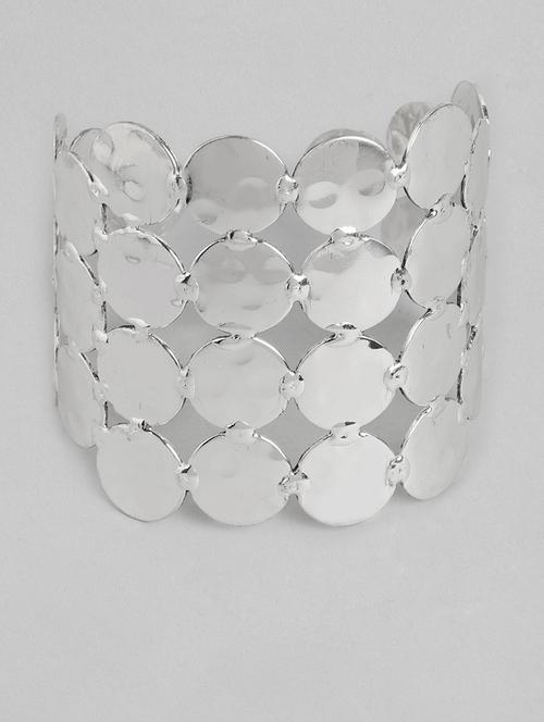 silver metal cuffs bracelet - 18300644 - Standard Image - 0