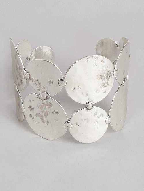 silver metal cuffs bracelet - 18300648 -  Standard Image - 0